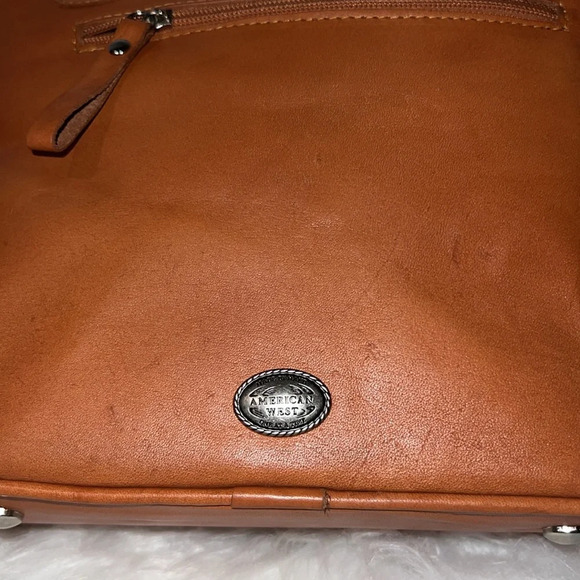 American West Womens Tribal Weave Golden Tan Leather Handbag - Picture 5 of 10